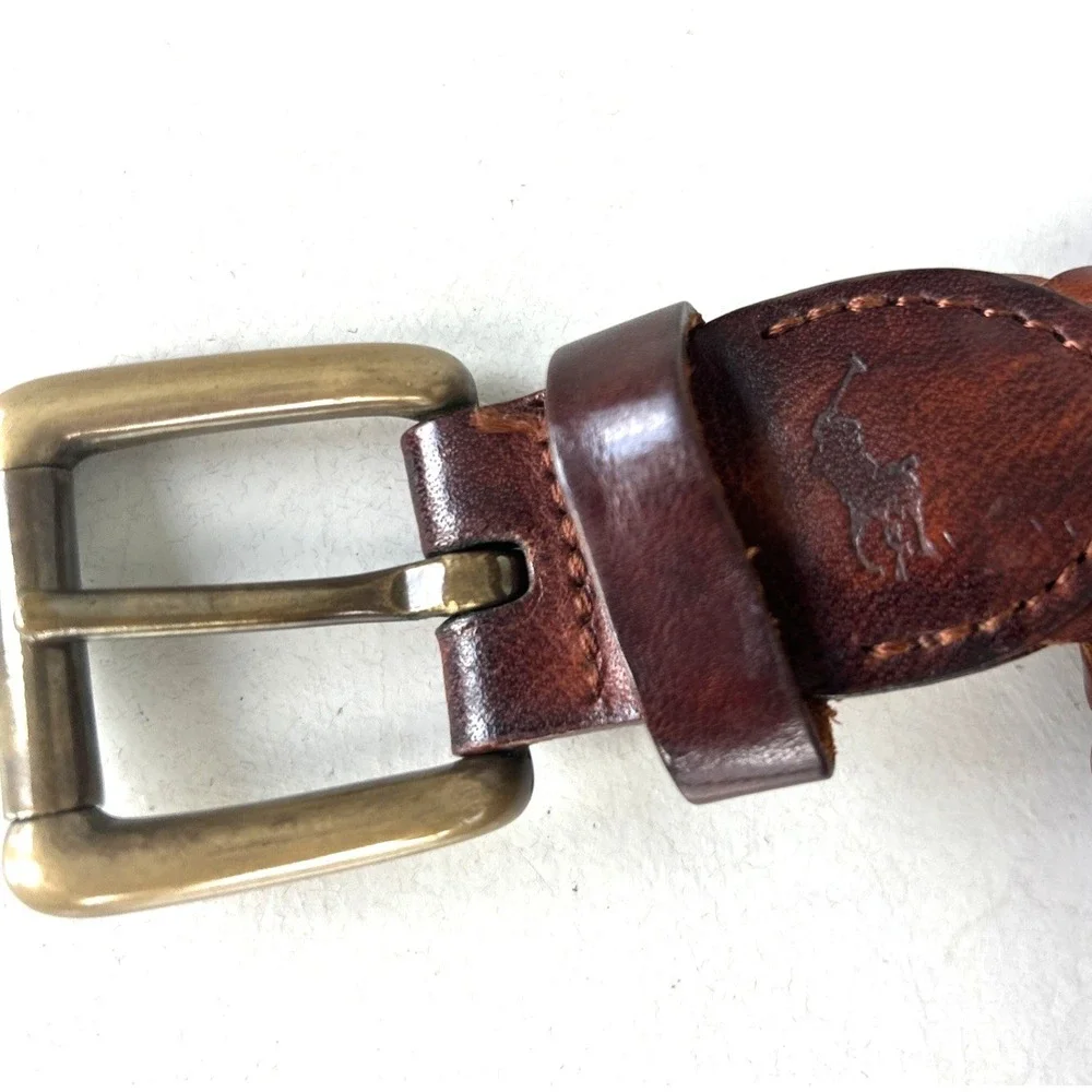 Vtg Ralph Lauren Mens Leather Belt Italy 36